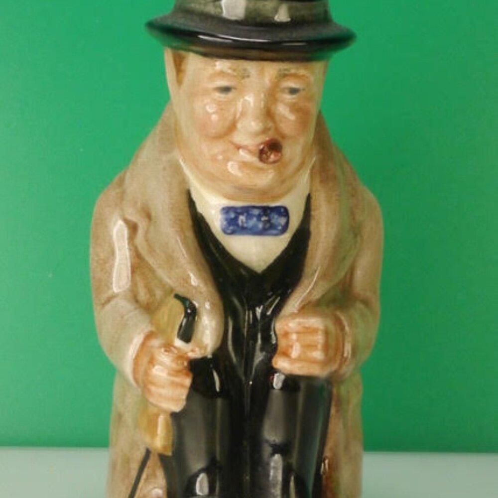 Royal Doulton Small 4" Toby Mini Porcelain Pitcher Mug Winston Churchill ENGLAND